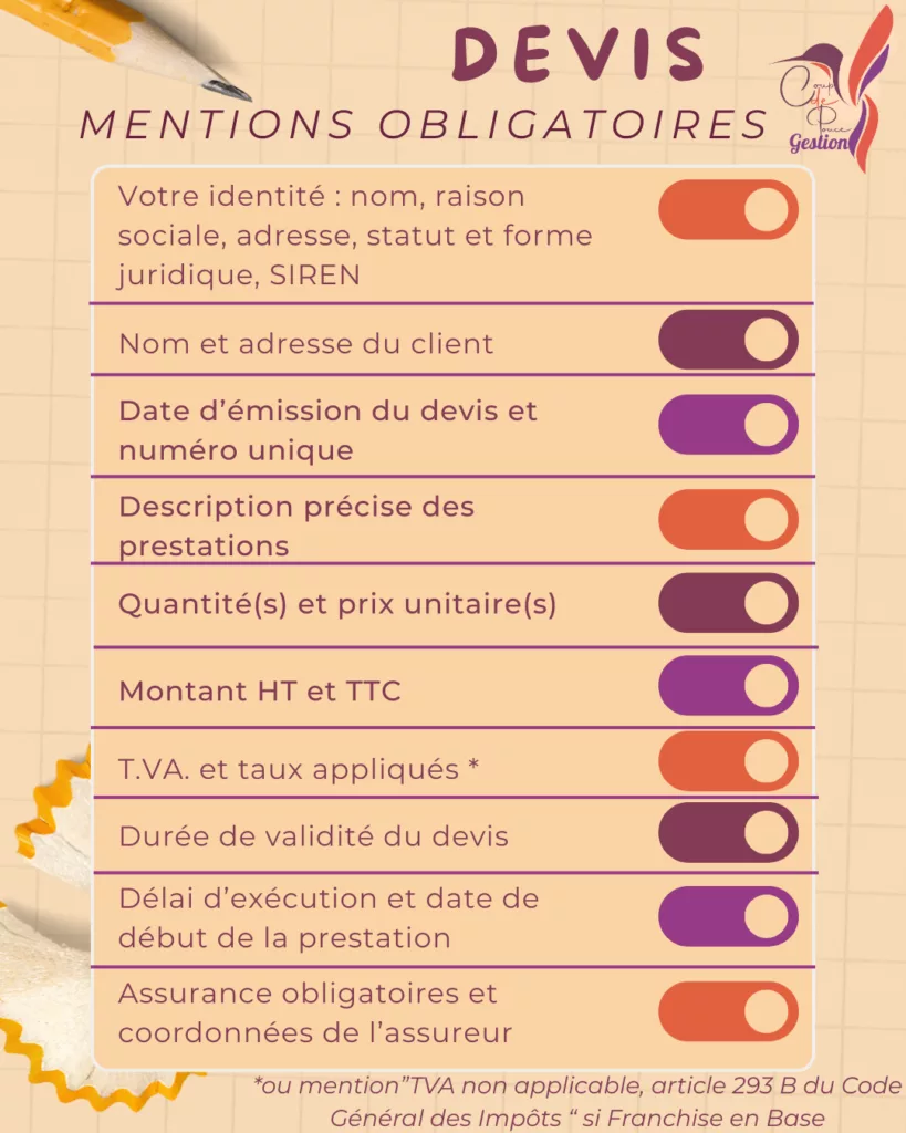 Mentions obligatoires Devis Artisans TPE